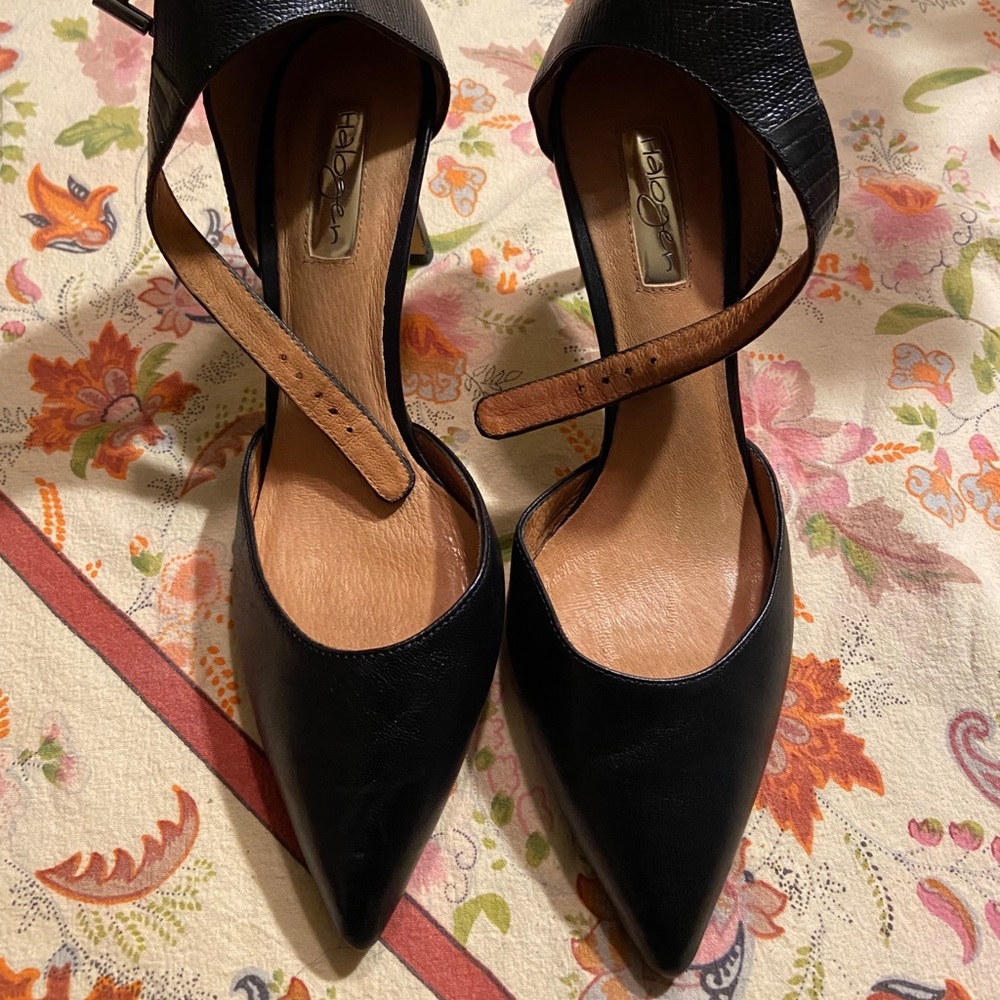 Black strap heels